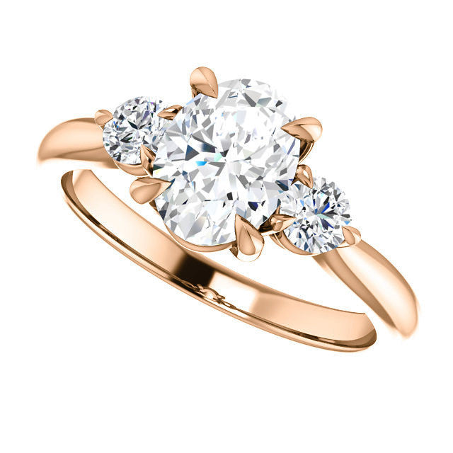 Oval and Round Moissanite 3-Stone Ring