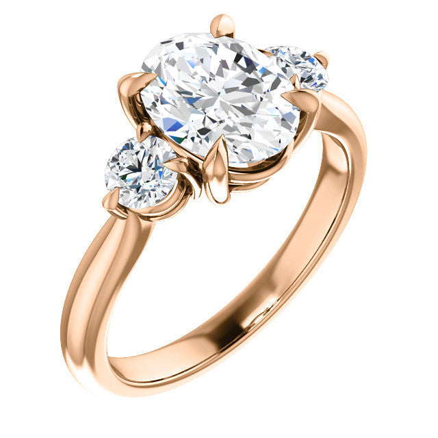 Oval and Round Moissanite 3-Stone Ring