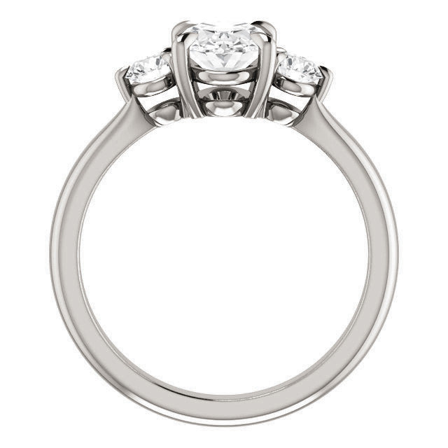 Oval and Round Moissanite 3-Stone Ring