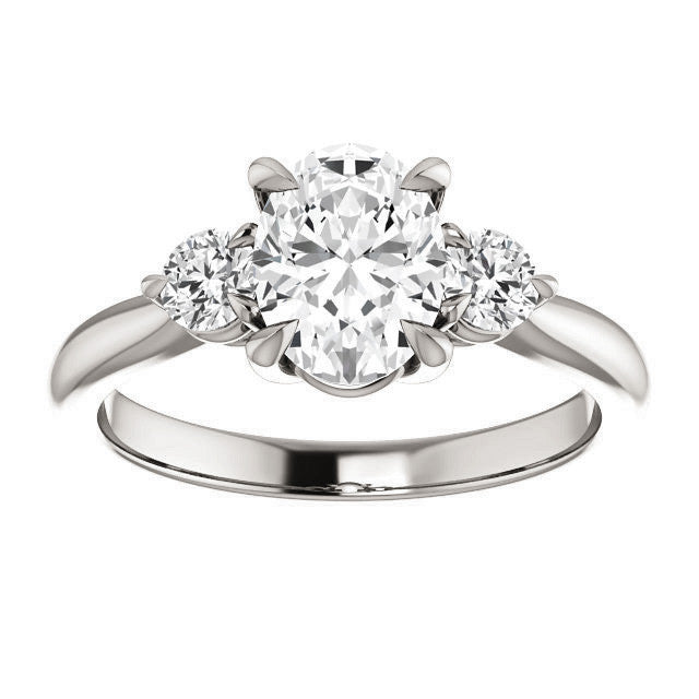 Oval and Round Moissanite 3-Stone Ring