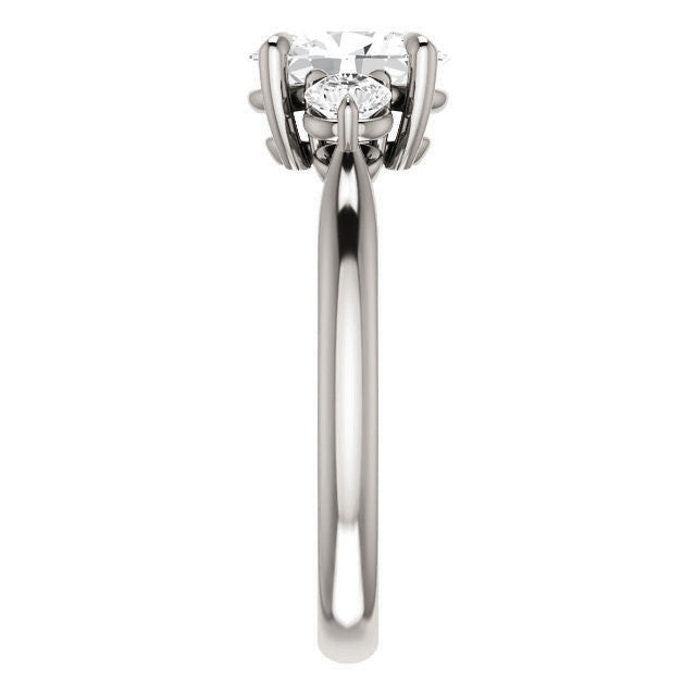 Oval and Round Moissanite 3-Stone Ring