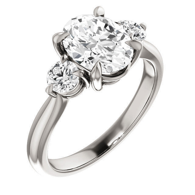 Oval and Round Moissanite 3-Stone Ring