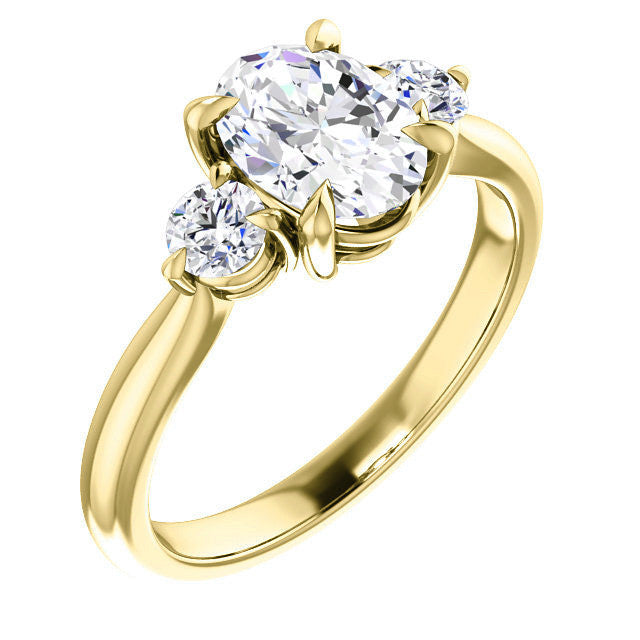 Oval and Round Moissanite 3-Stone Ring