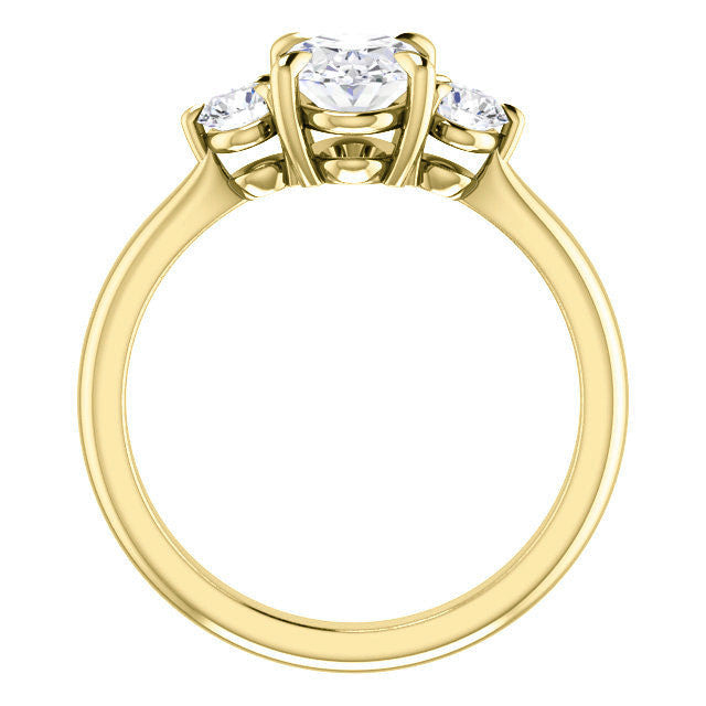 Oval and Round Moissanite 3-Stone Ring