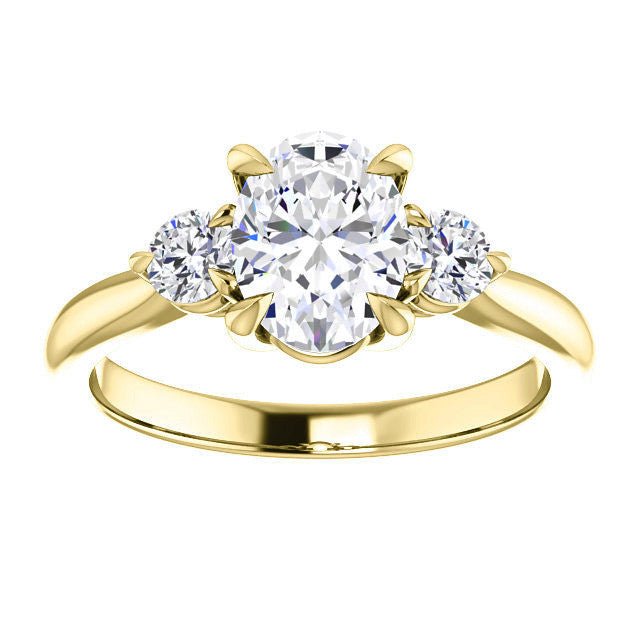 Oval and Round Moissanite 3-Stone Ring