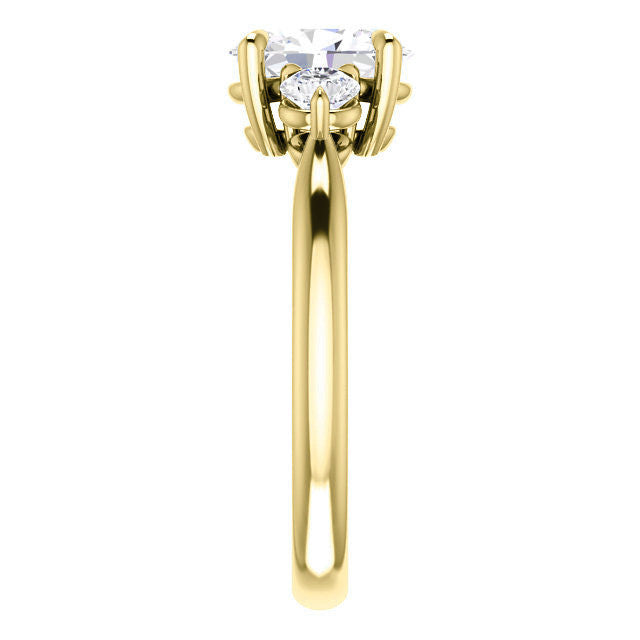 Oval and Round Moissanite 3-Stone Ring