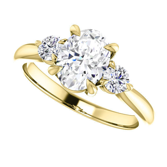 Oval and Round Moissanite 3-Stone Ring