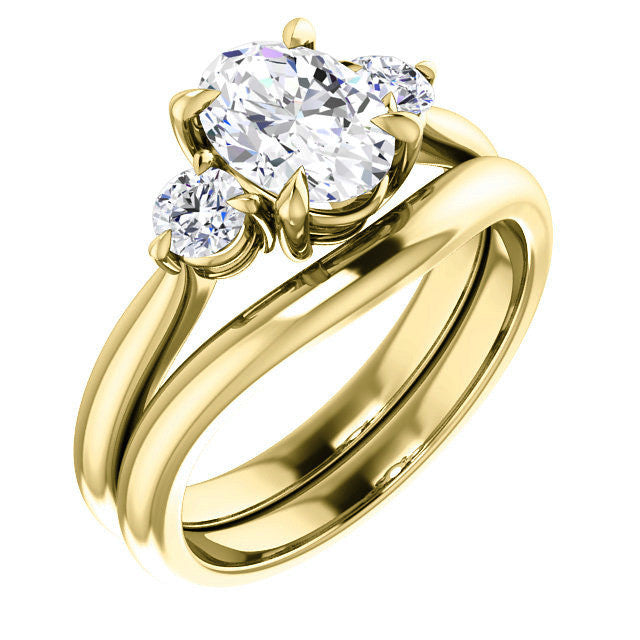 Oval and Round Moissanite 3-Stone Ring