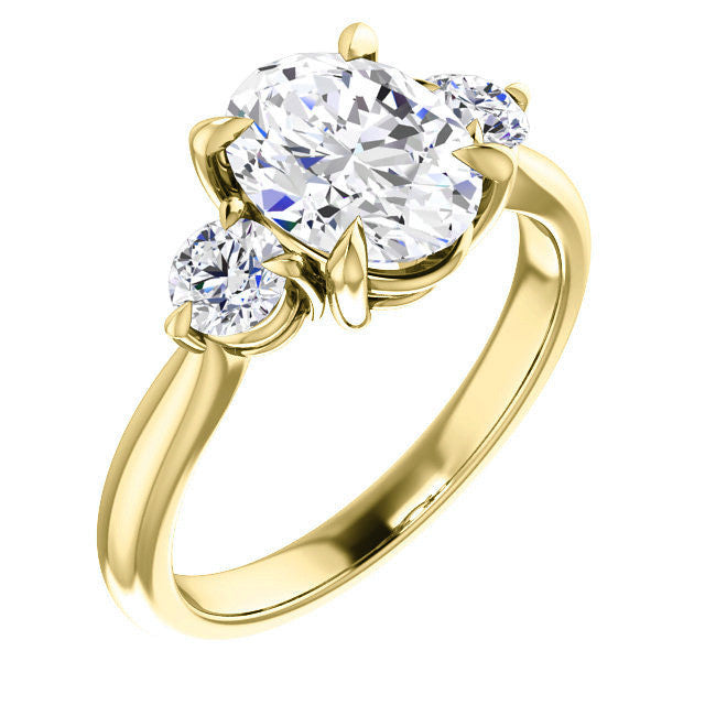 Oval and Round Moissanite 3-Stone Ring