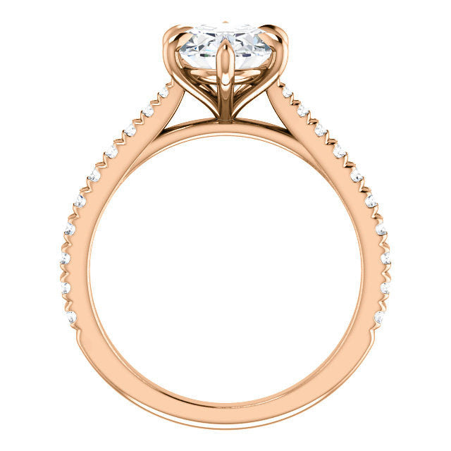 Cathedral Oval Moissanite Eng Ring with Claw Prongs