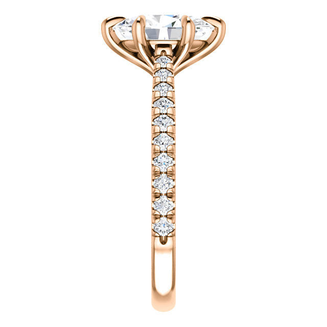 Cathedral Oval Moissanite Eng Ring with Claw Prongs