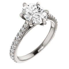 Cathedral Oval Moissanite Eng Ring with Claw Prongs