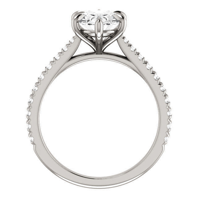Cathedral Oval Moissanite Eng Ring with Claw Prongs