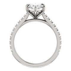 Cathedral Oval Moissanite Eng Ring with Claw Prongs