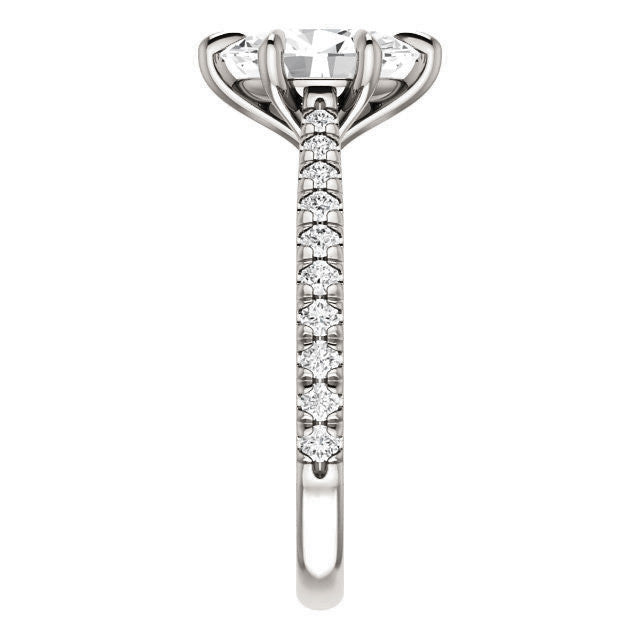 Cathedral Oval Moissanite Eng Ring with Claw Prongs