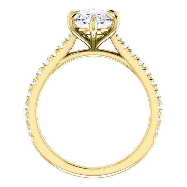 Cathedral Oval Moissanite Eng Ring with Claw Prongs