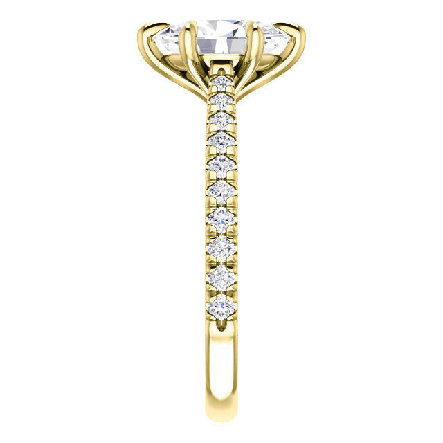Cathedral Oval Moissanite Eng Ring with Claw Prongs