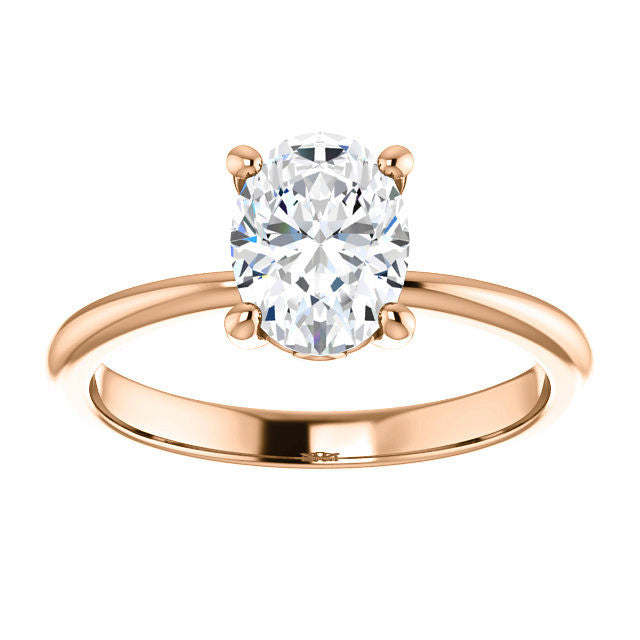 Oval cut Moissanite Solitaire with Scroll Accent Basket Design