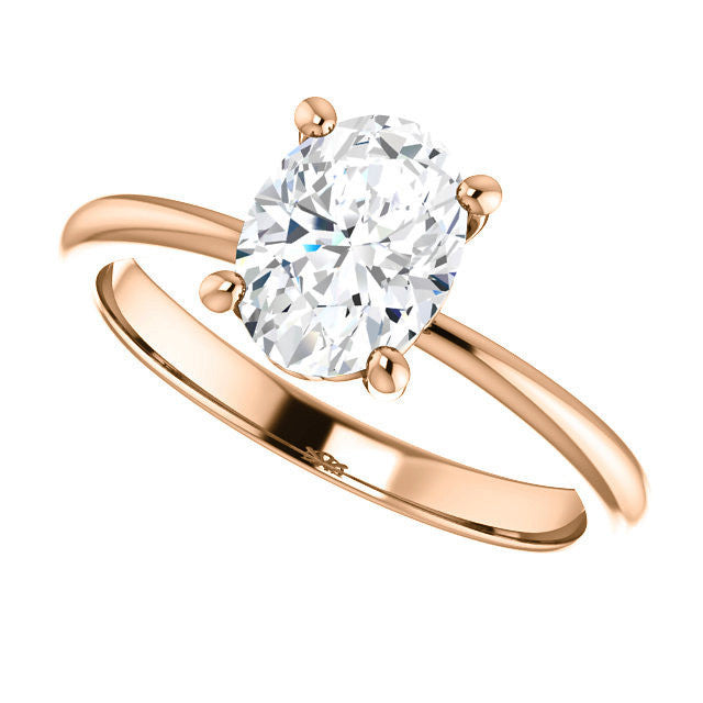 Oval cut Moissanite Solitaire with Scroll Accent Basket Design