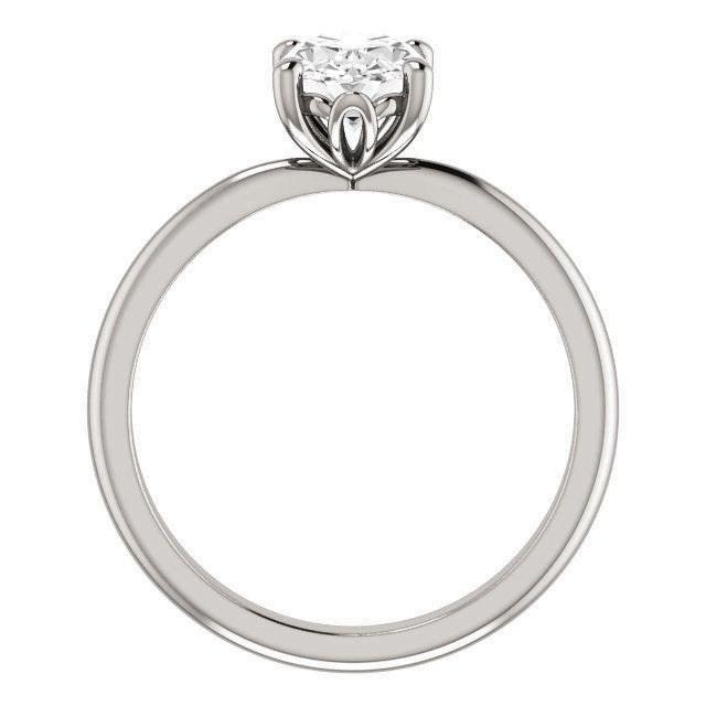 Oval cut Moissanite Solitaire with Scroll Accent Basket Design