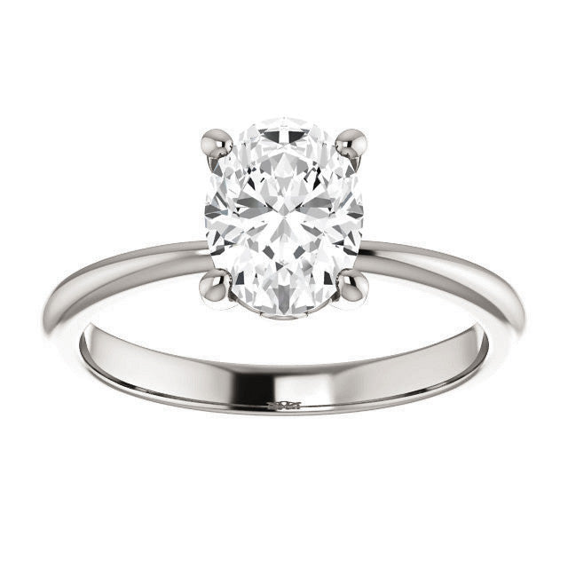 Oval cut Moissanite Solitaire with Scroll Accent Basket Design