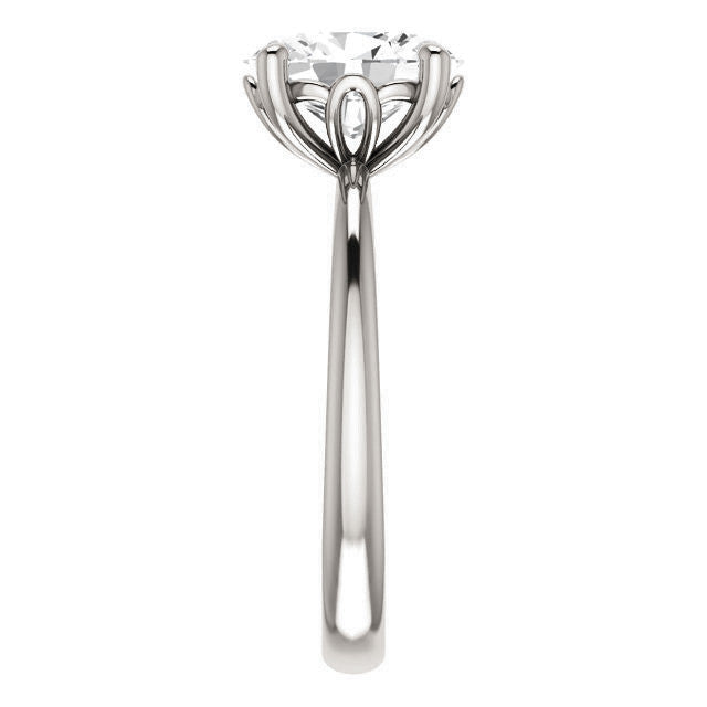 Oval cut Moissanite Solitaire with Scroll Accent Basket Design