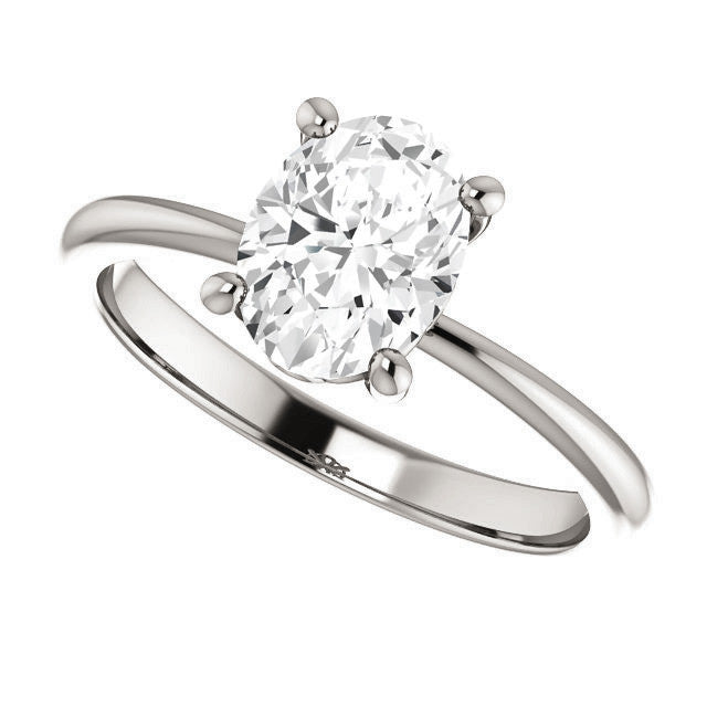 Oval cut Moissanite Solitaire with Scroll Accent Basket Design
