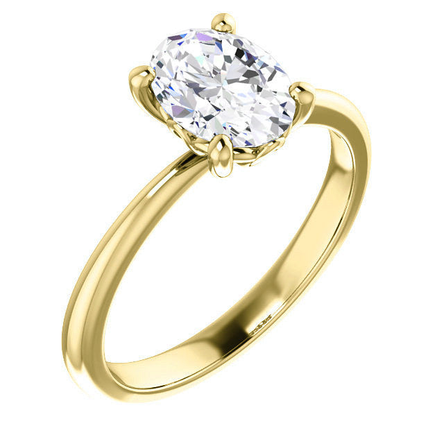 Oval cut Moissanite Solitaire with Scroll Accent Basket Design