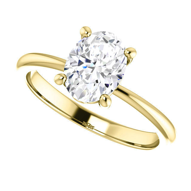 Oval cut Moissanite Solitaire with Scroll Accent Basket Design