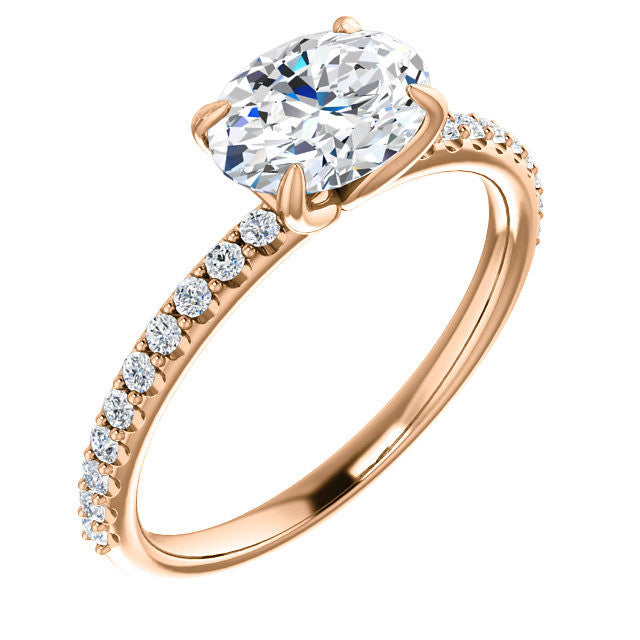 Oval cut Moissanite Engagement Ring with Claw Prongs