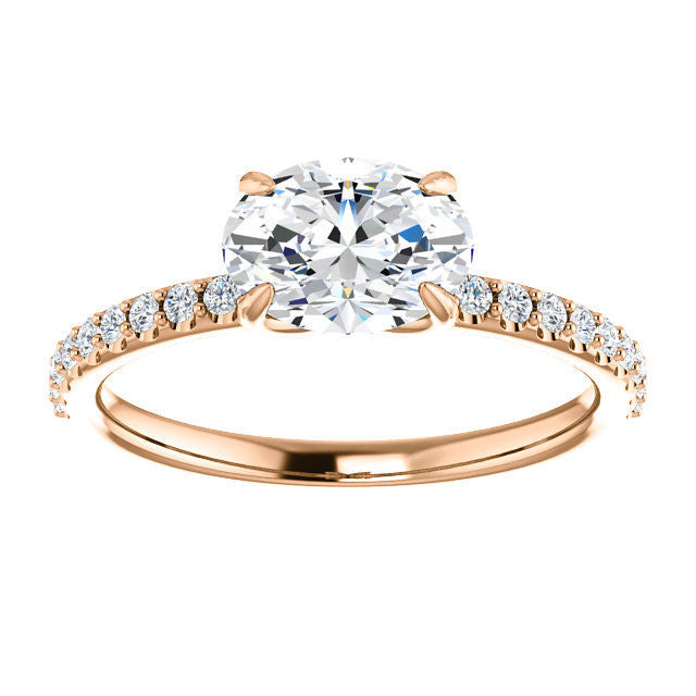 Oval cut Moissanite Engagement Ring with Claw Prongs