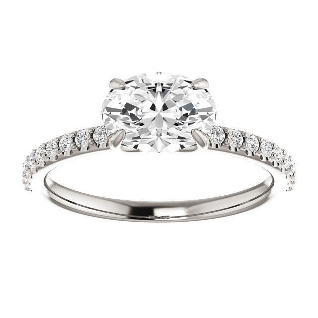 Oval cut Moissanite Engagement Ring with Claw Prongs