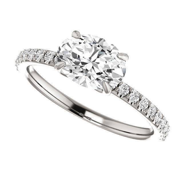 Oval cut Moissanite Engagement Ring with Claw Prongs