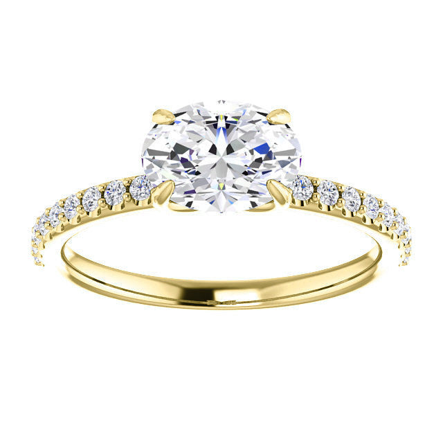 Oval cut Moissanite Engagement Ring with Claw Prongs