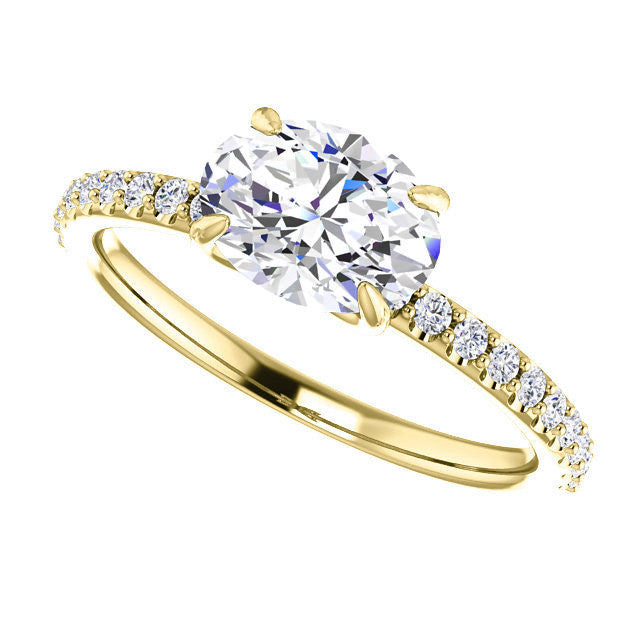 Oval cut Moissanite Engagement Ring with Claw Prongs