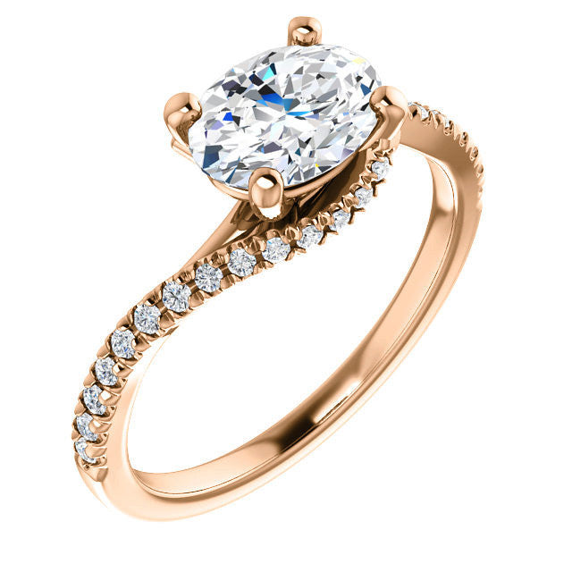 Oval cut Petite Moissanite Bypass Engagement Ring