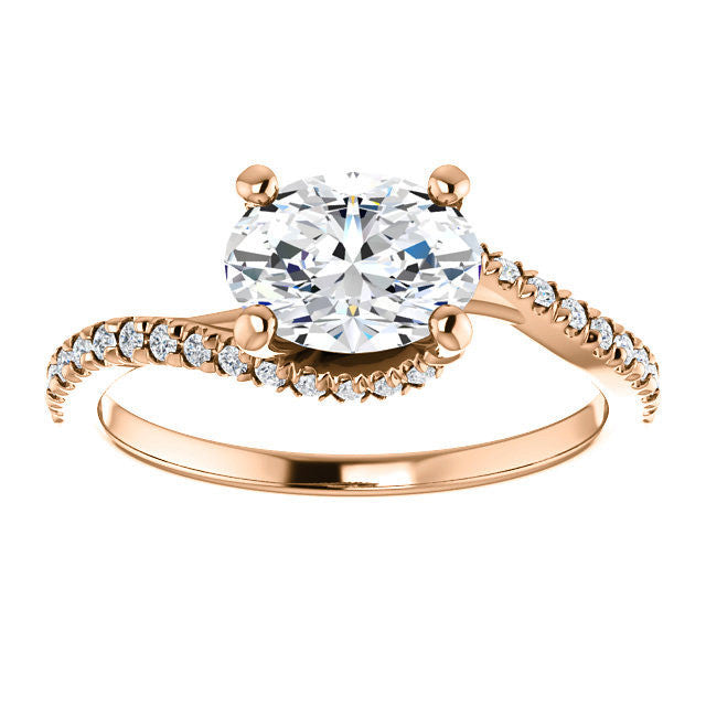 Oval cut Petite Moissanite Bypass Engagement Ring