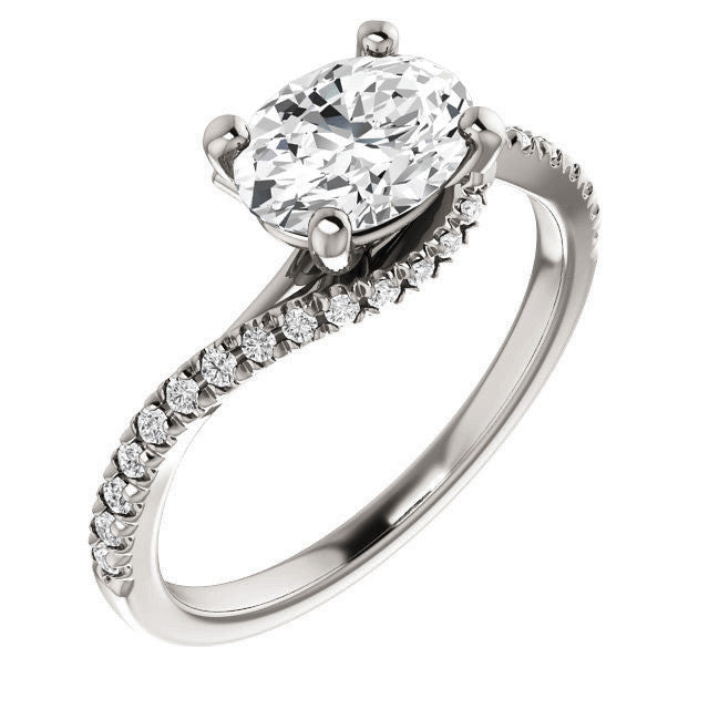Oval cut Petite Moissanite Bypass Engagement Ring