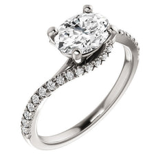 Oval cut Petite Moissanite Bypass Engagement Ring