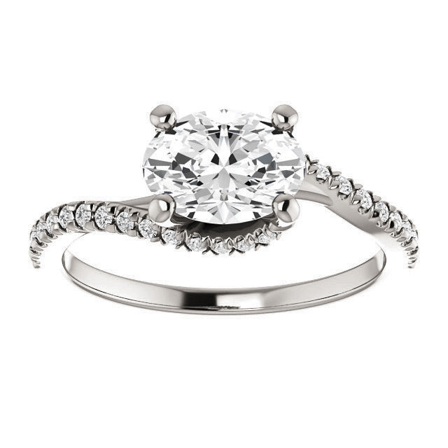 Oval cut Petite Moissanite Bypass Engagement Ring