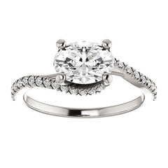 Oval cut Petite Moissanite Bypass Engagement Ring
