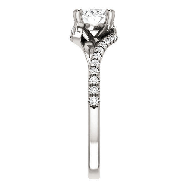 Oval cut Petite Moissanite Bypass Engagement Ring