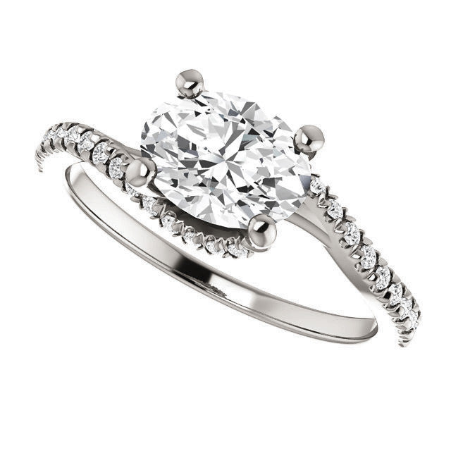Oval cut Petite Moissanite Bypass Engagement Ring