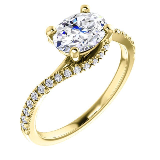 Oval cut Petite Moissanite Bypass Engagement Ring