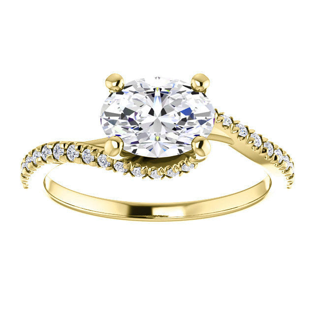 Oval cut Petite Moissanite Bypass Engagement Ring