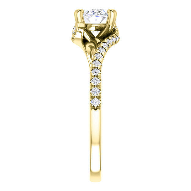 Oval cut Petite Moissanite Bypass Engagement Ring