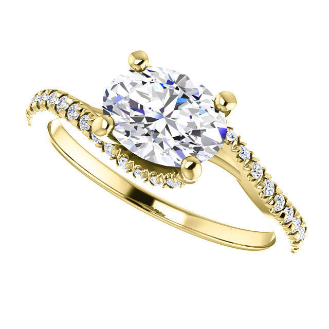Oval cut Petite Moissanite Bypass Engagement Ring