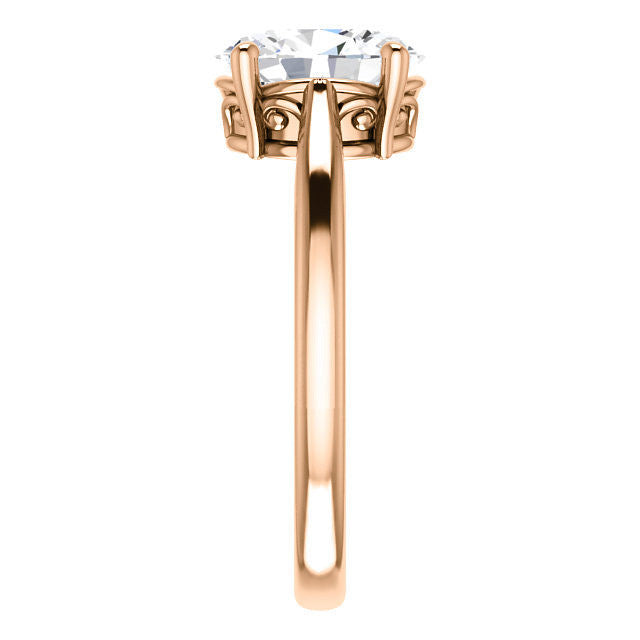 Oval Moissanite Scroll Accented Solitaire Ring