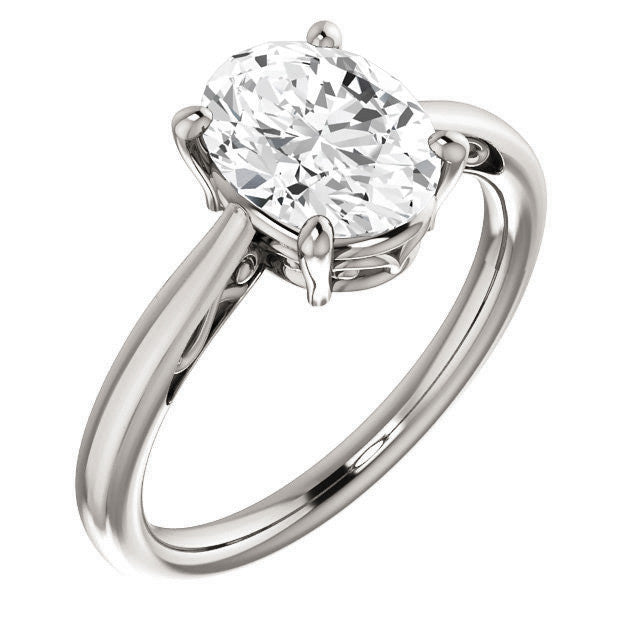 Oval Moissanite Scroll Accented Solitaire Ring