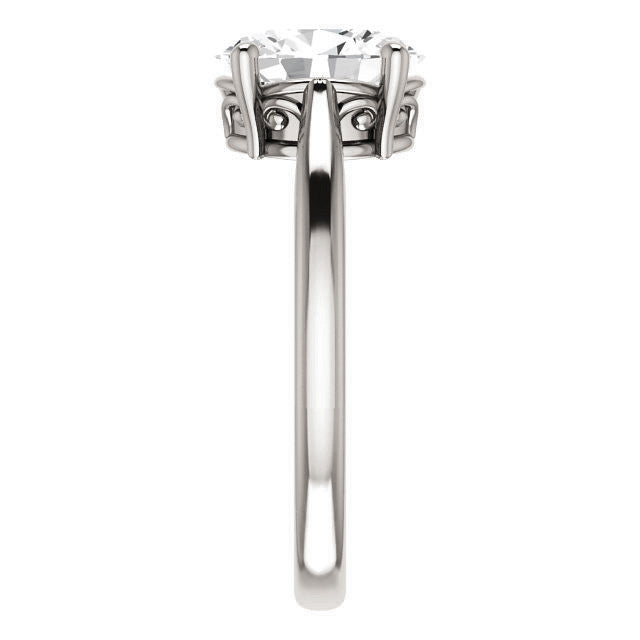 Oval Moissanite Scroll Accented Solitaire Ring